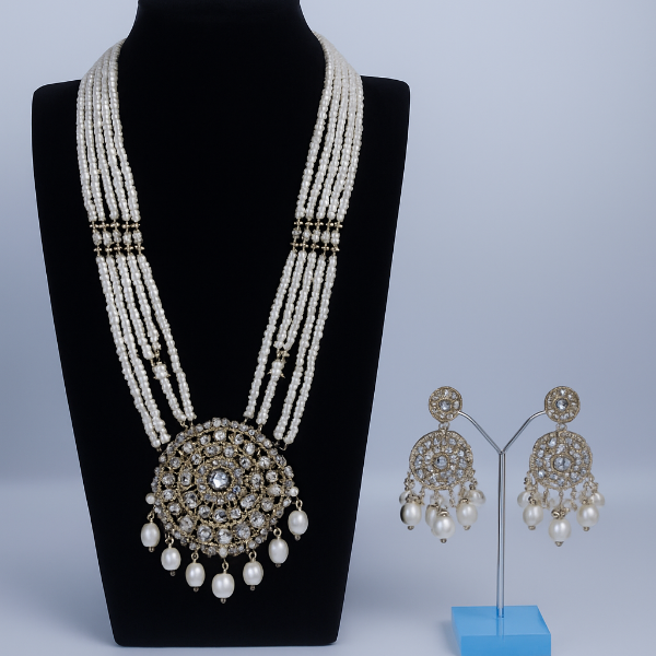 Pearl oxidised jewellery set